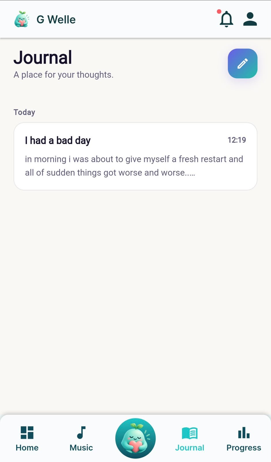 Journal screen